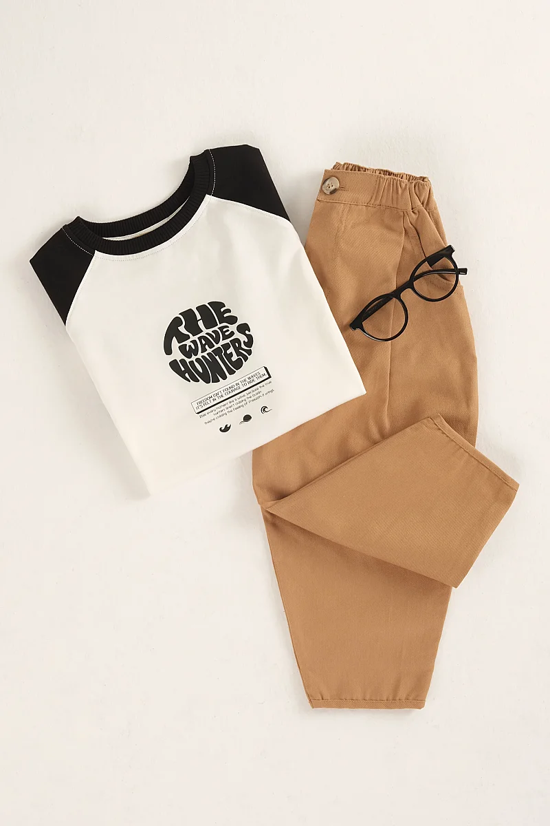 Pile Detaylı Pantolon Camel - Mioma Kids