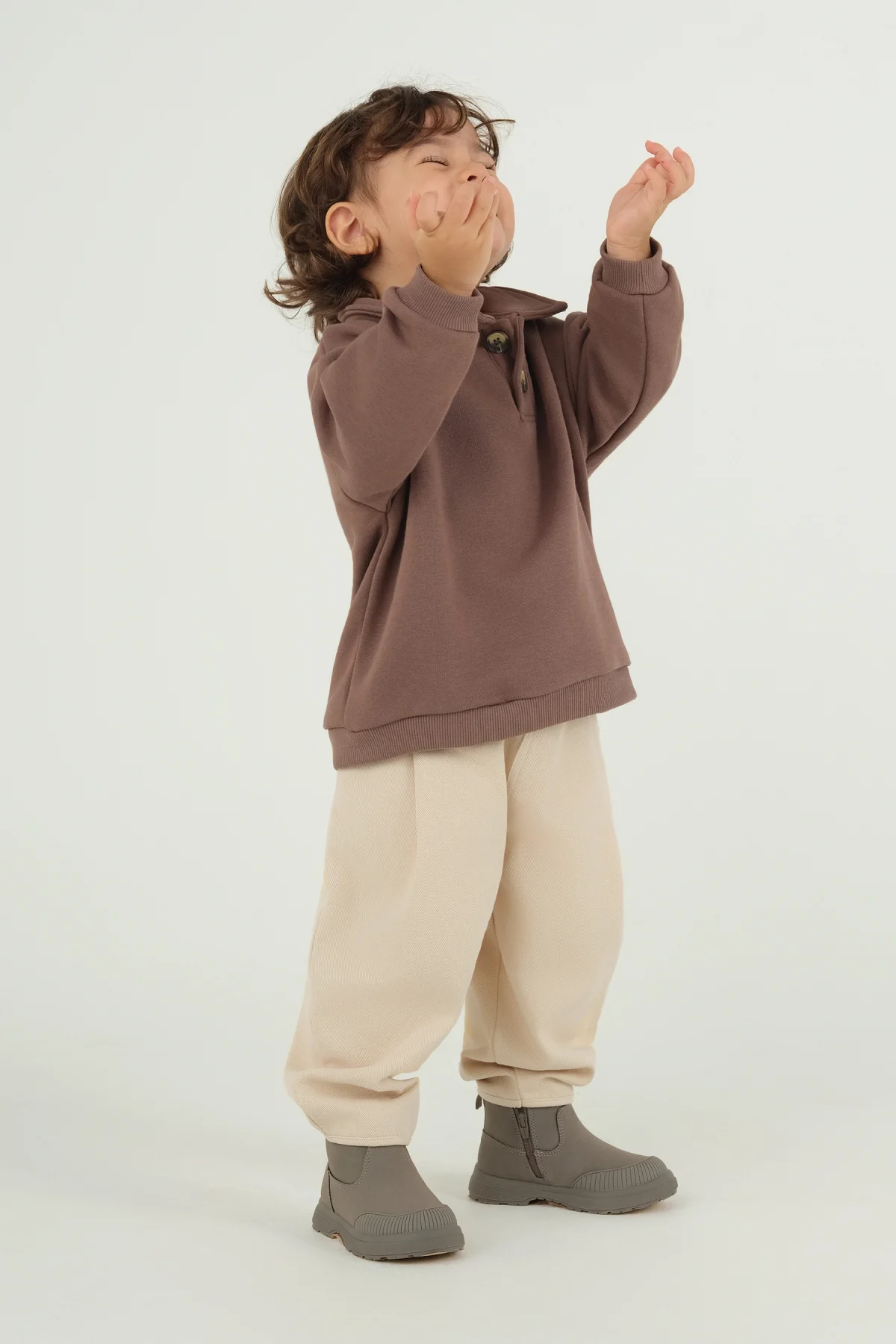 Pile Detaylı Pantolon Taş - 2