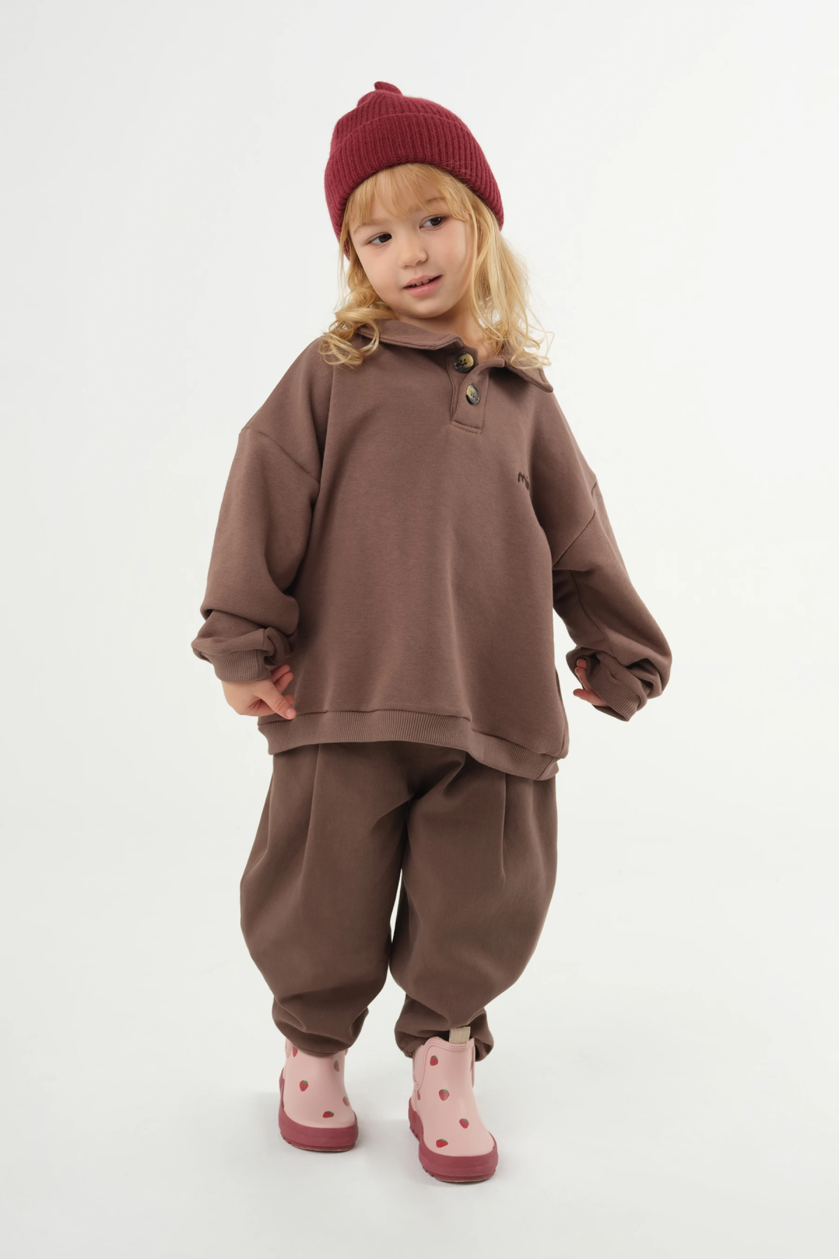Polo Yaka Sweat Kahve - 1