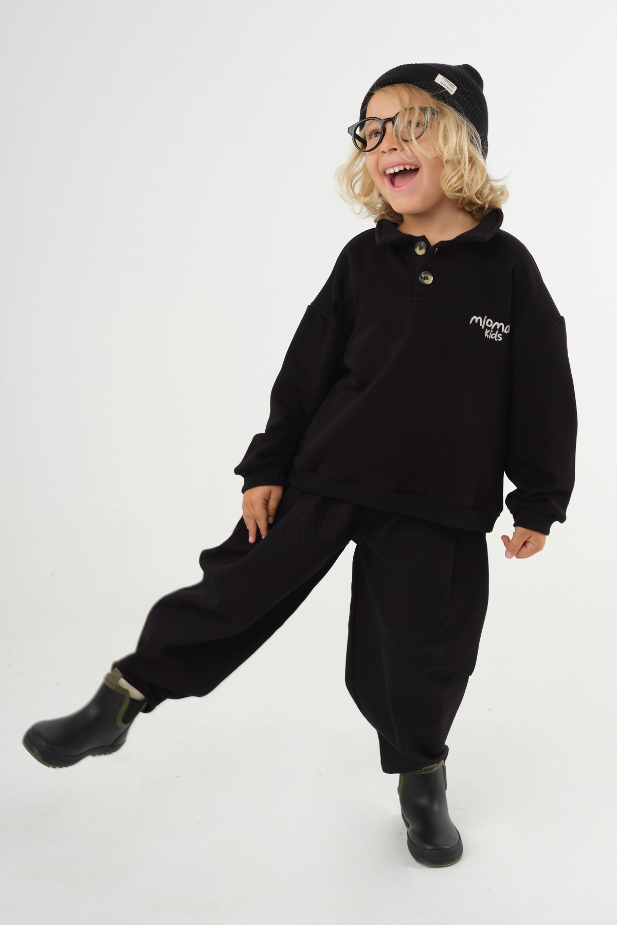 Polo Yaka Sweat Siyah - 1
