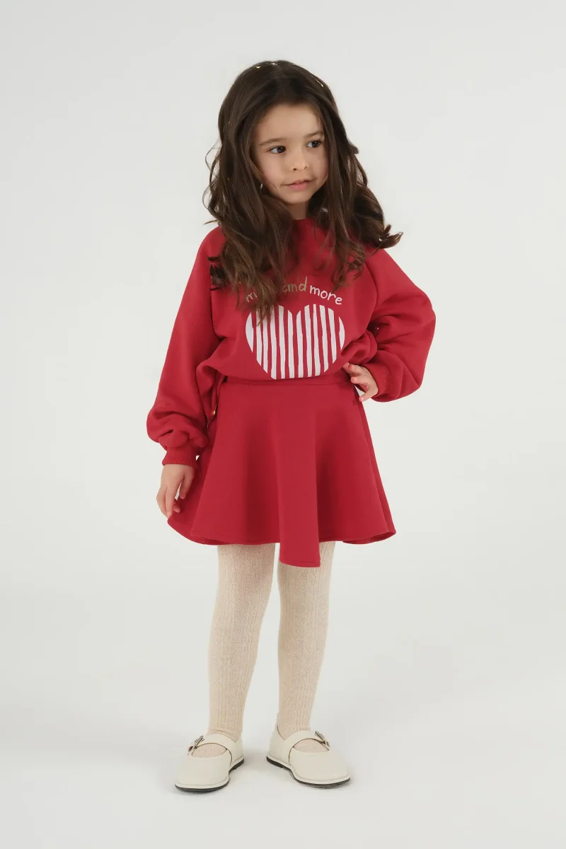 Reglan Kol Baskılı Sweat Kırmızı - Mioma Kids