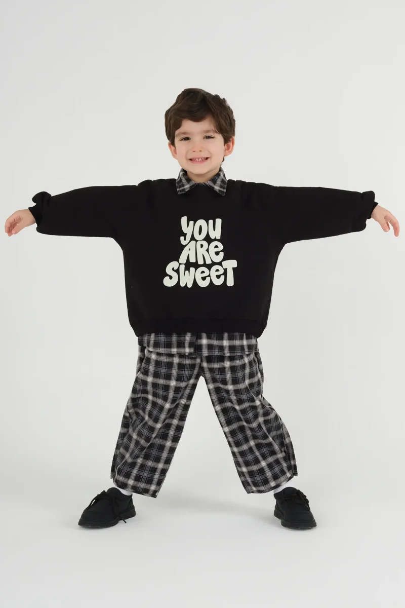 Reglan Kol Baskılı Sweat Siyah - (1)