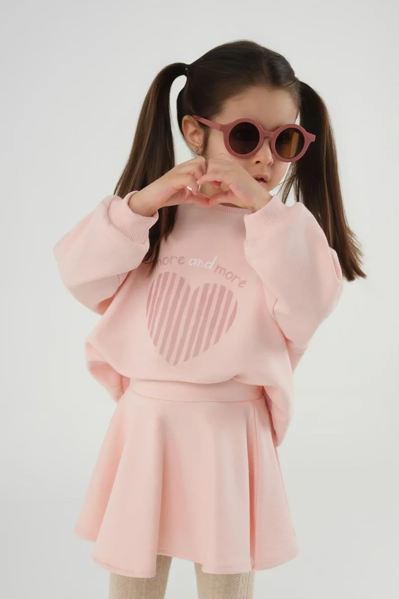 Reglan Kol Baskılı Sweat Toz Pembe - 2