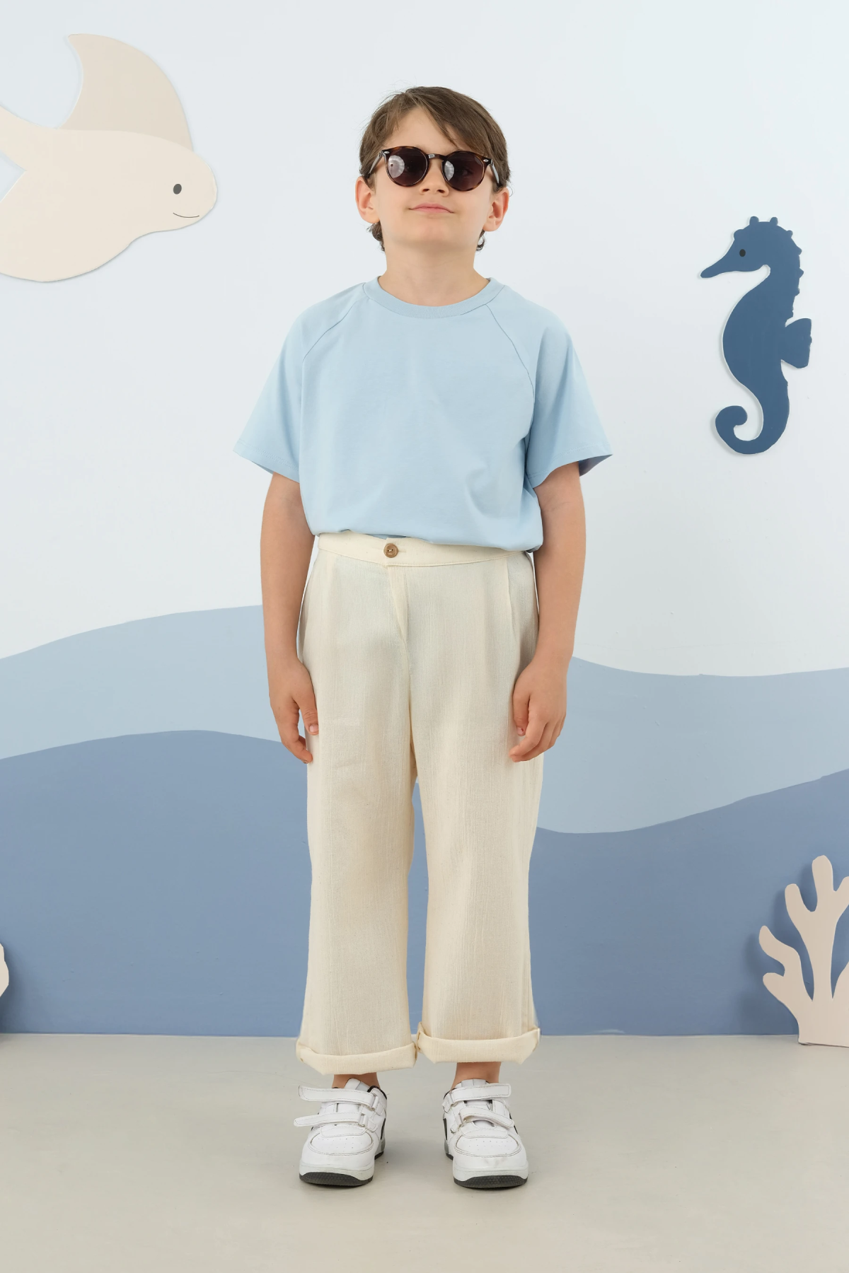Reglan Kol Baskılı Tişört Bebe Mavi - 2