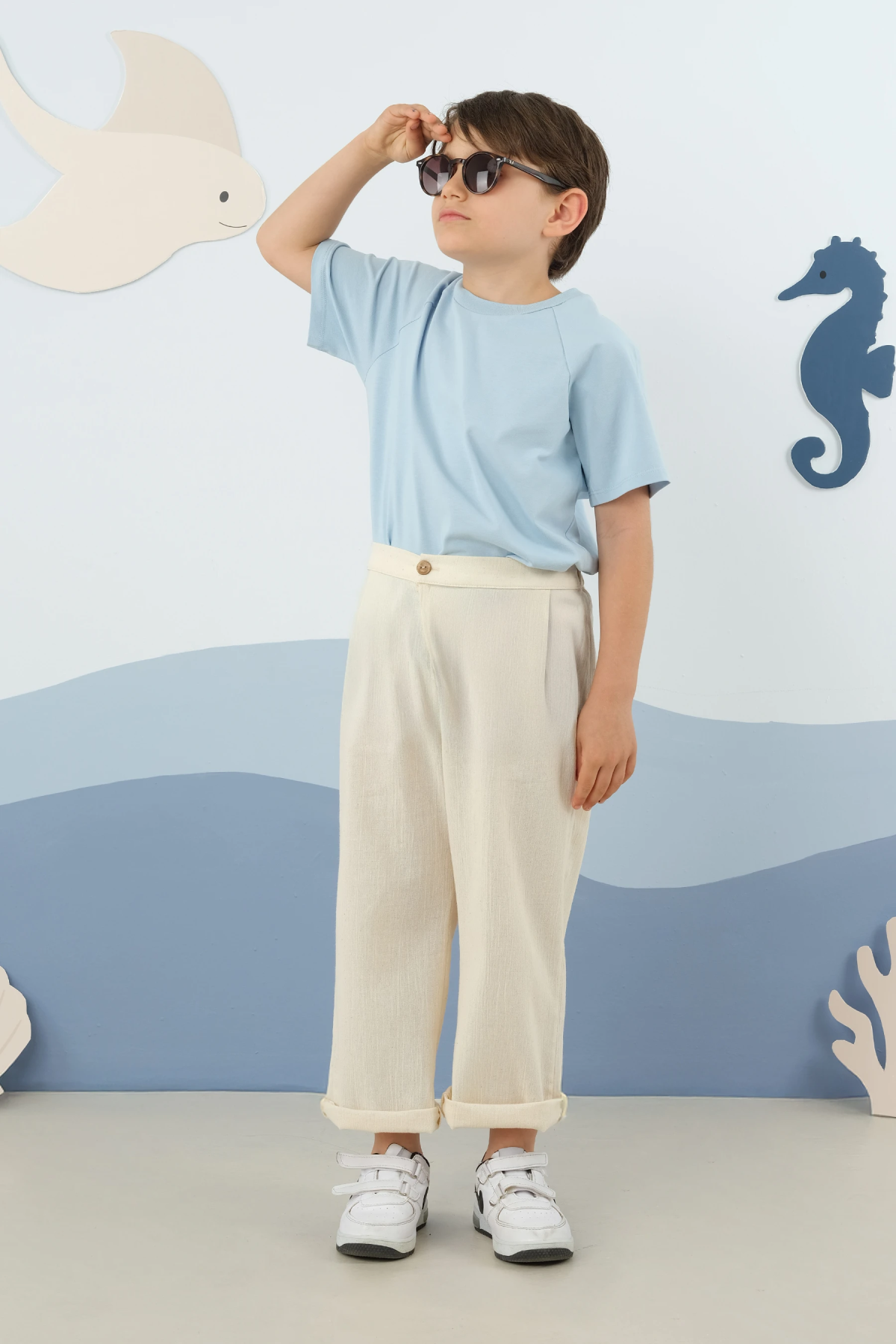 Reglan Kol Baskılı Tişört Bebe Mavi - 4