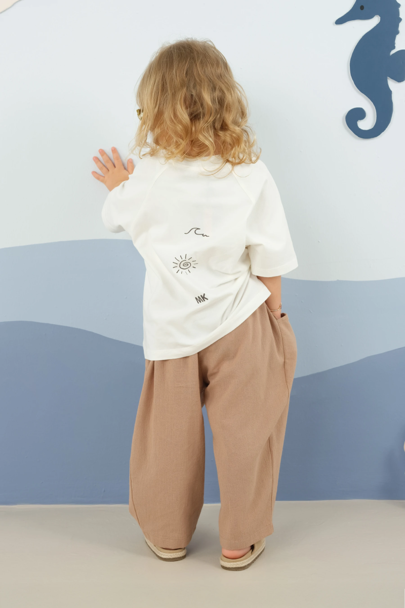 Reglan Kol Baskılı Tişört Beyaz - 4