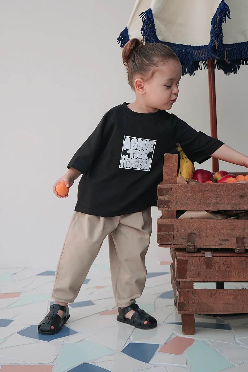 Reglan Kol Tişört Siyah - Mioma Kids