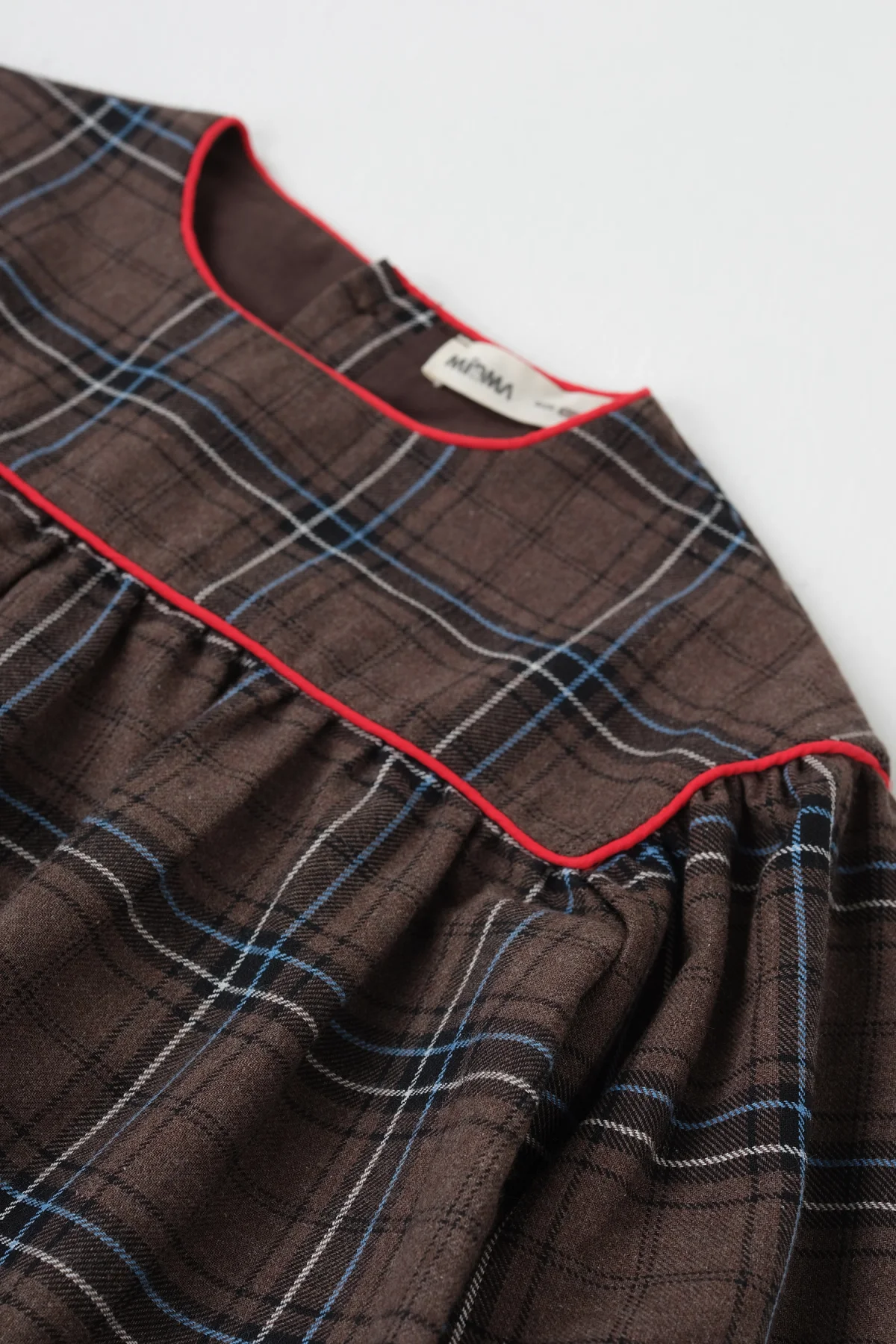 Robası Biyeli Ekose Elbise Kahve - 8