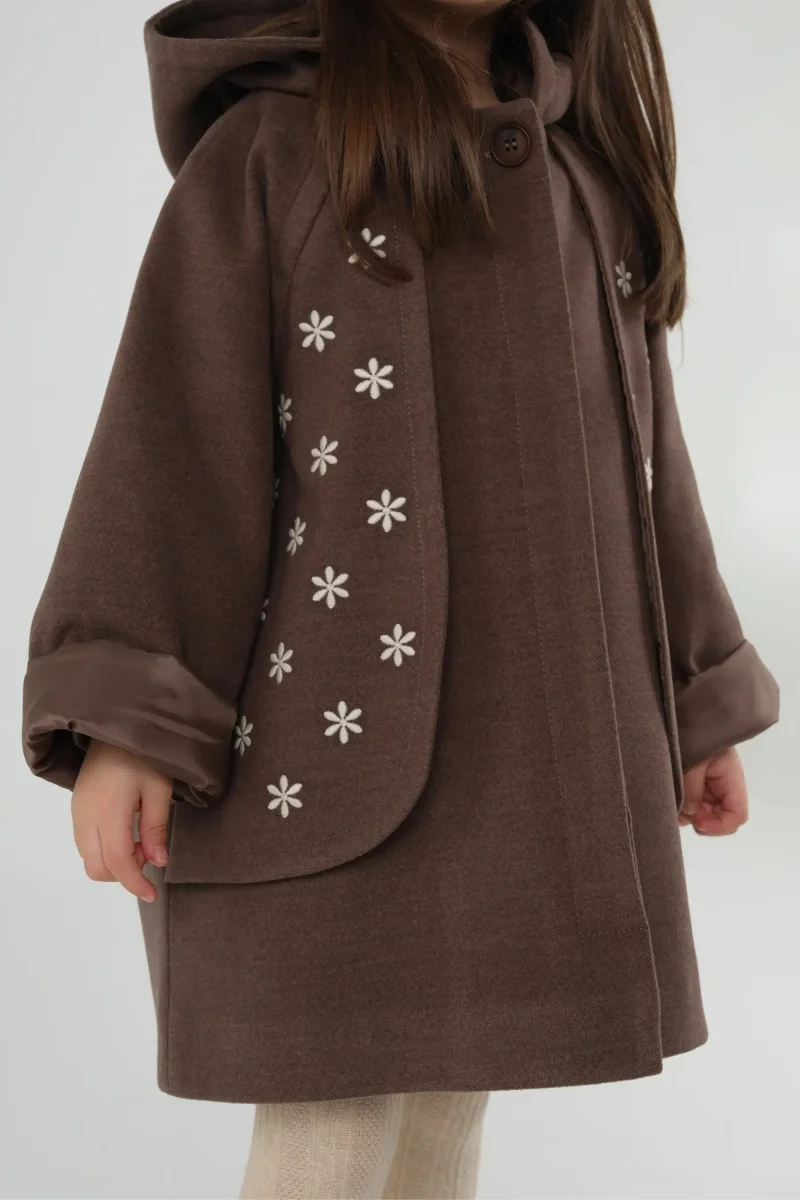 Rüzgarlıklı Kaşe Kaban Kahve - 5