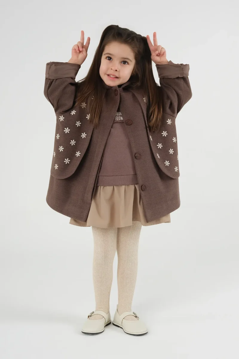 Rüzgarlıklı Kaşe Kaban Kahve - 3