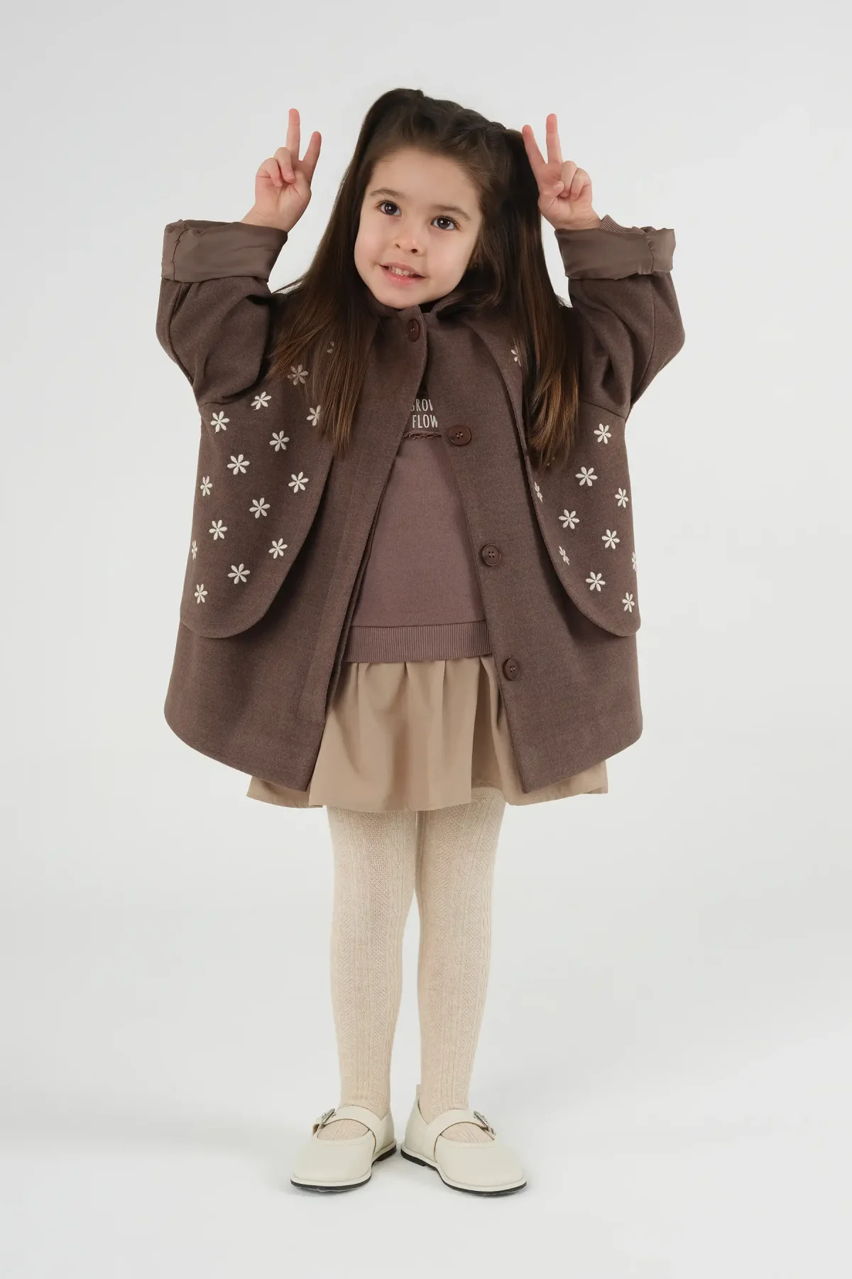 Rüzgarlıklı Kaşe Kaban Kahve - 3