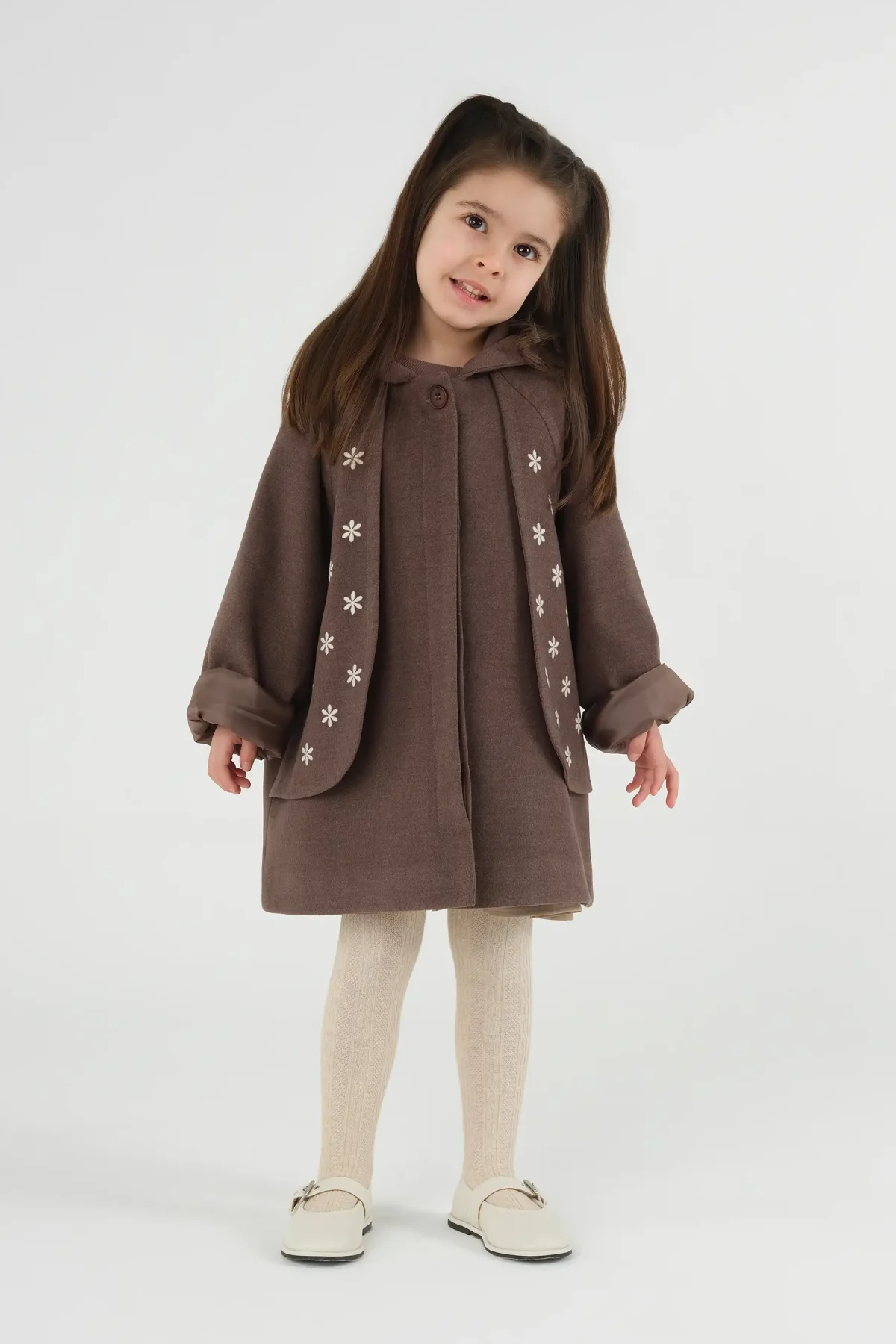 Rüzgarlıklı Kaşe Kaban Kahve - 4