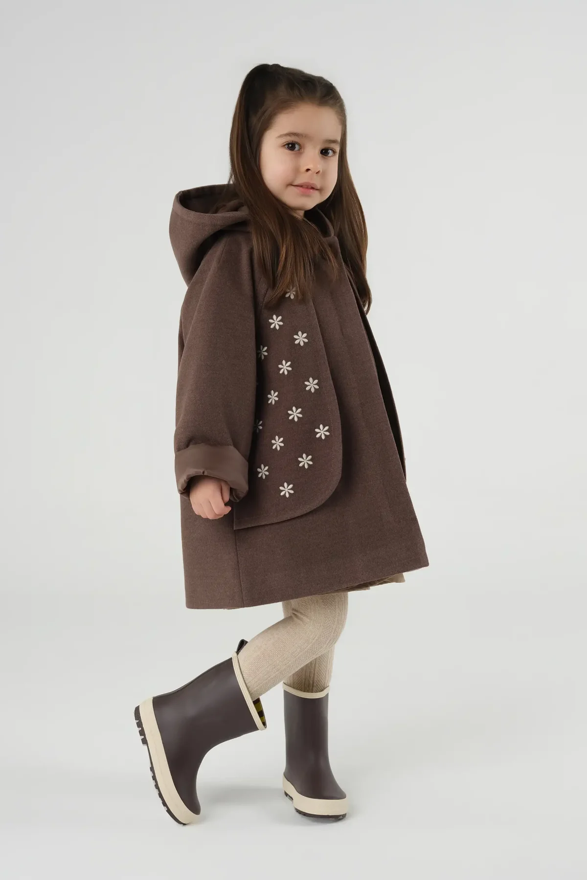 Rüzgarlıklı Kaşe Kaban Kahve - 1