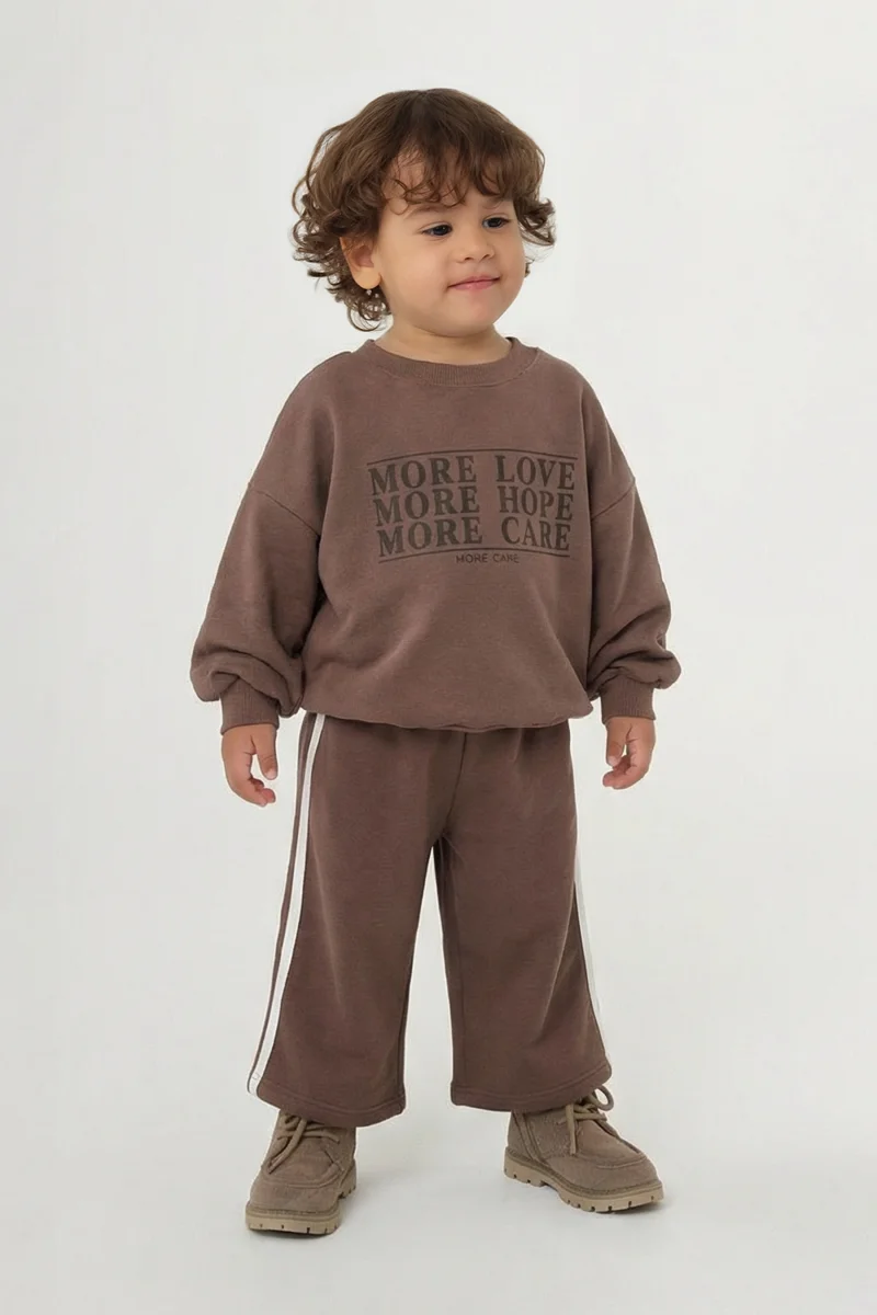 Şeritli Eşofman Altı Kahve - 1