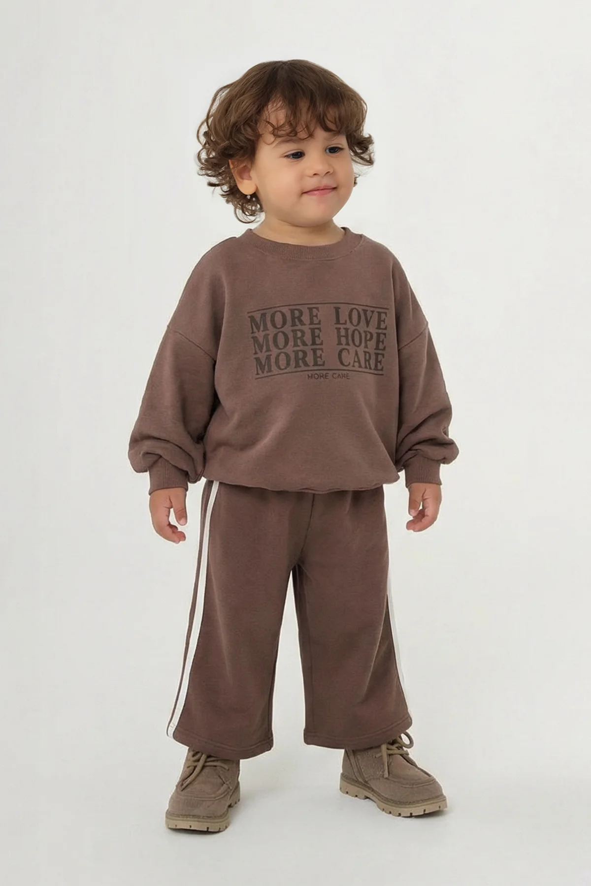 Şeritli Eşofman Altı Kahve - 1