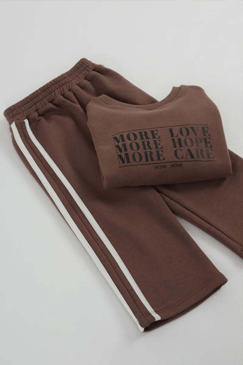 Şeritli Eşofman Altı Kahve - 4